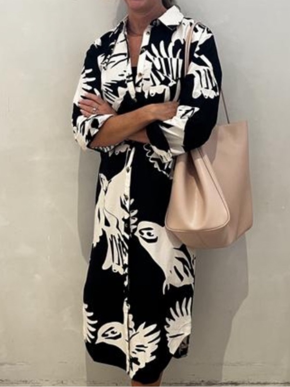 Anthropologie Soren Black & Cream Long-Sleeve Shirt Dress - Picture 3 of 9